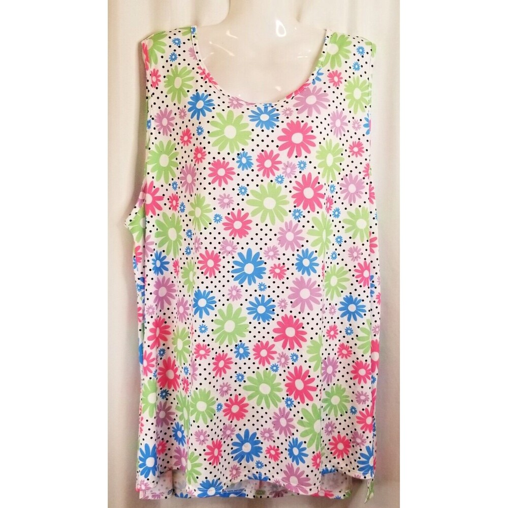 Women's Top Tunic Sleeveless Multi-Color Vibrant Floral Honey Me Curvy Size XXXL